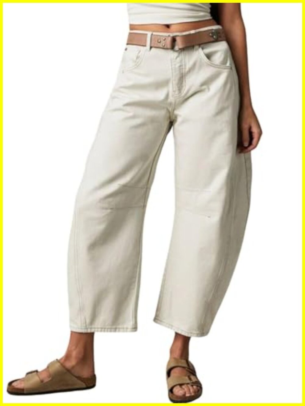 Stretchy Mid Rise Wide Leg Cropped Barrel Jeans - Y2K Baggy Denim